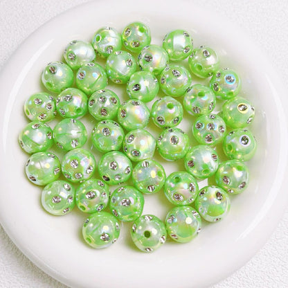 Diamond Round Acrylic Beads 16mm Glossy Faceted Mixed Colors 10pcs 10