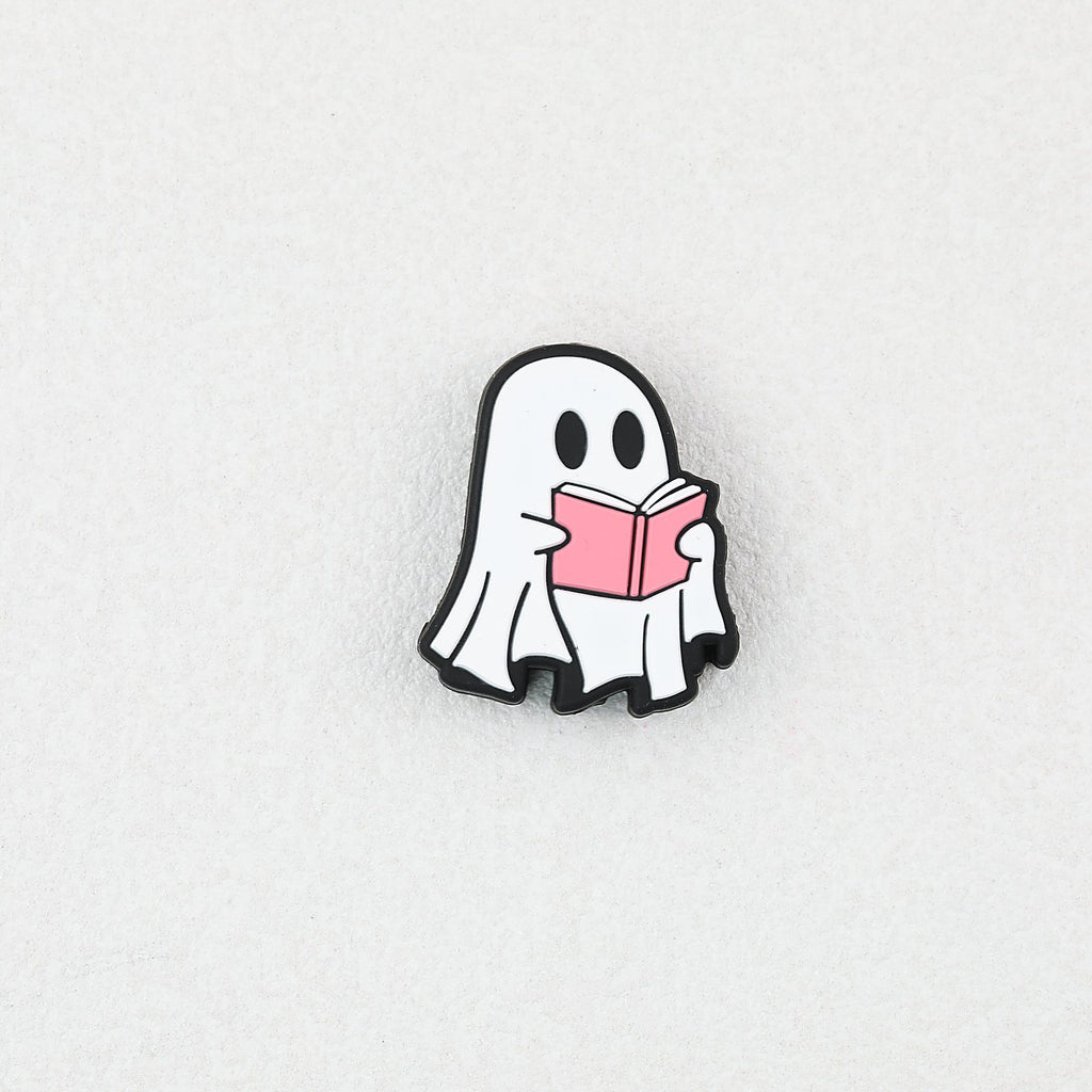 Ghost Theme Silicone Focal Beads White Pink 20pcs