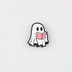 Ghost Theme Silicone Focal Beads White Pink 20pcs