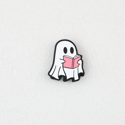 Ghost Theme Silicone Focal Beads White Pink 20pcs