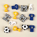 3D Football Theme Silicone Focal Beads Wholesale, Heart Trophy Jersey Bow White Gnome