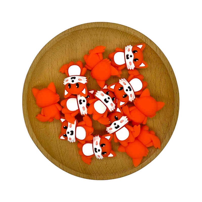 Silicone 3D Focal Beads Woodland Fox Expressive Eyes 20pcs 2
