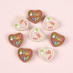 Silicone Focal Beads Heart Shaped Double Sided Bookshelf 20pcs 3