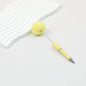 Beadable Pen Plush Pom-pom Colorful Ballpoint - Candy yellow
