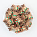 3D Reindeer Silicone Focal Beads Wholesale, Closed-Eye Scarf Christmas Design