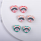 Hand Drawn Heart Rabbit Acrylic Beads 19x17.5mm Colorful 5pcs 3