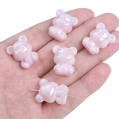 Glossy Little Bear Acrylic Beads 17x21mm Iridescent Pastel 8pcs 7