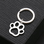 Stainless Steel Hollow Paw Dog Keychain Silver Tone 4