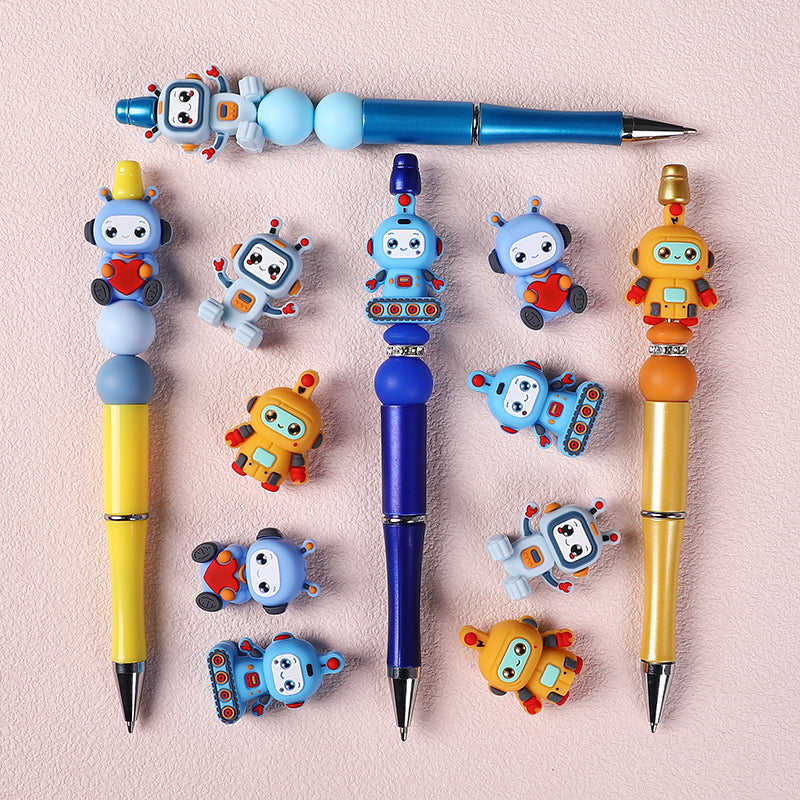 Silicone 3D Focal Beads Love Robot Holding Heart 20pcs 9