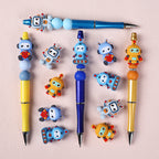 Silicone 3D Focal Beads Love Robot Holding Heart 20pcs 9