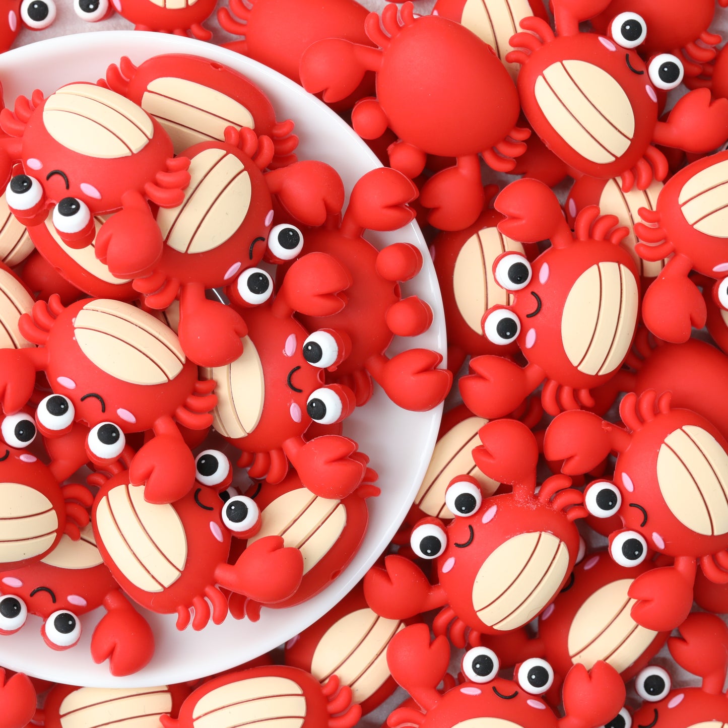 Silicone 3D Focal Beads Crab Big Eyes Smiling Face Claws