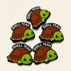 Silicone Focal Beads Turtle Shell Yeah Text Arch Top 20Pcs