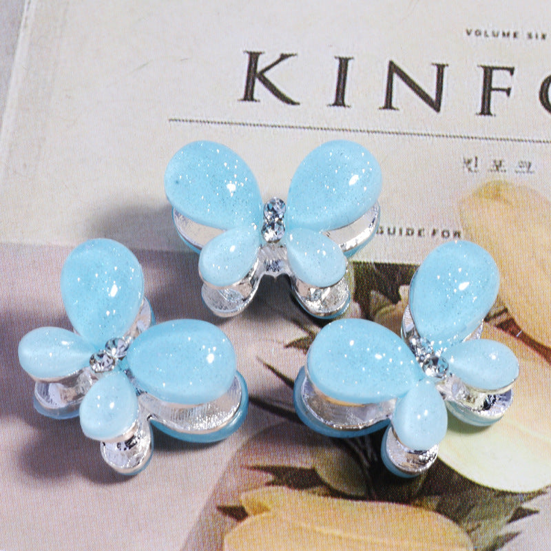3D Glitter Butterfly Alloy Beads 16mm 2pcs 8