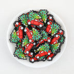 Tree-Topped Car Silicone Focal Beads Wholesale, Christmas Holiday Light Pattern