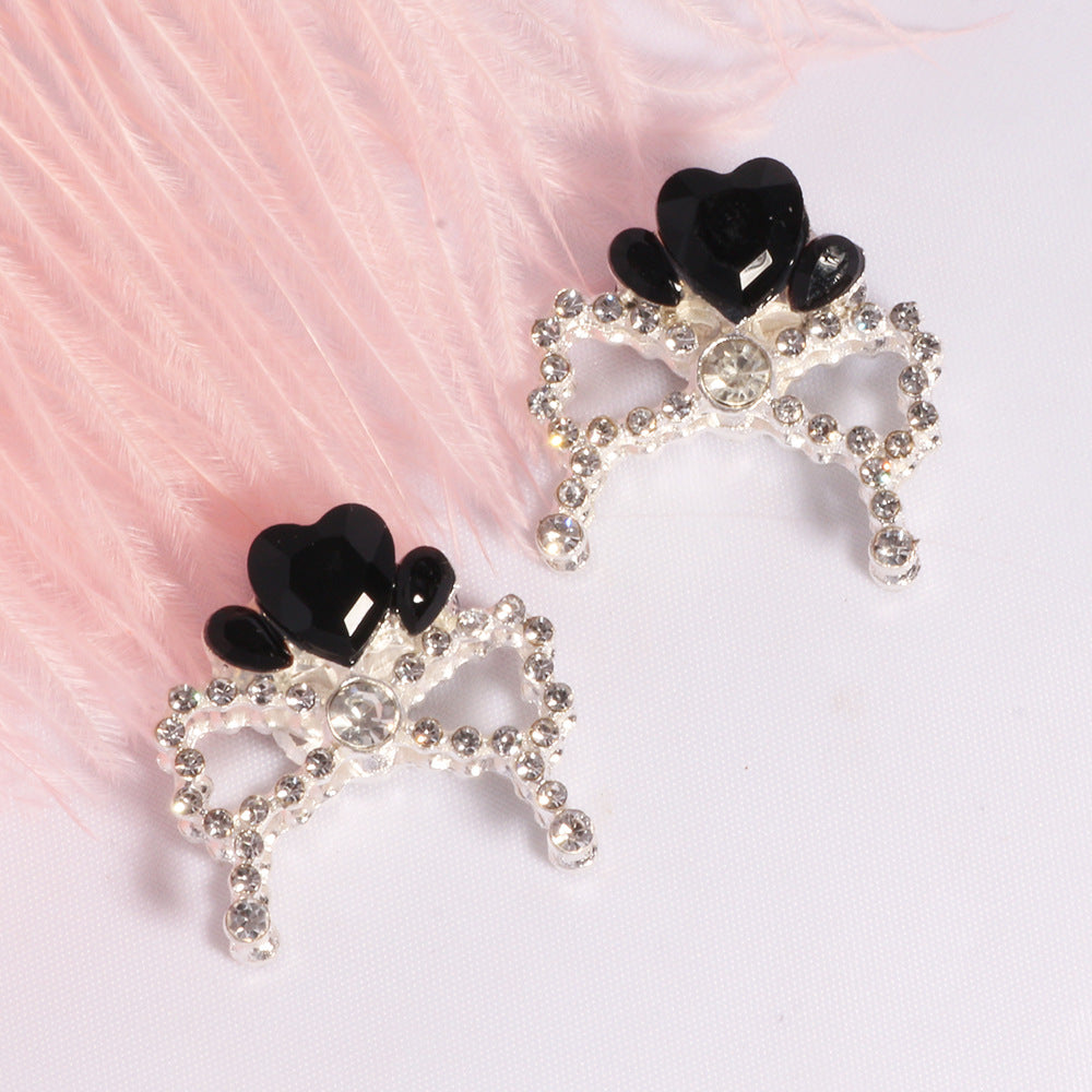Alloy Crystal Bow Knot Heart Shape Beads 23mm 5pcs 7