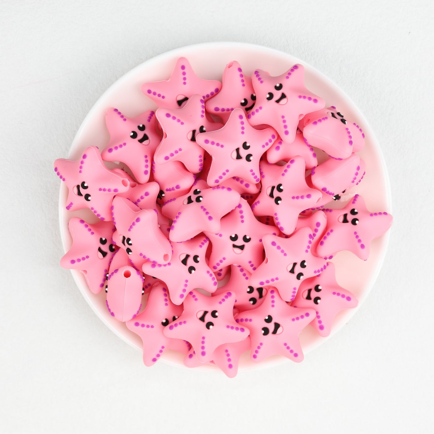 Playful Pink Starfish 3D Silicone Focal Beads 20 pcs 2