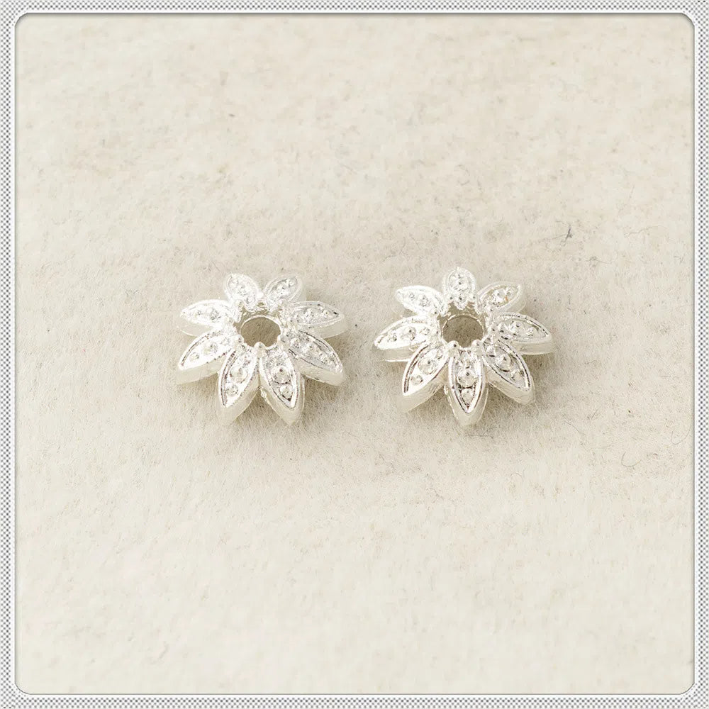 Alloy Flower Bead Caps 7mm Eight-Petals Tibetan 100pcs 4