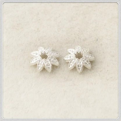 Alloy Flower Bead Caps 7mm Eight-Petals Tibetan 100pcs 4