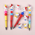 Silicone 3D Focal Beads Hello Kitty Wearing Blue Pink Yellow Clothes 20pcs 5