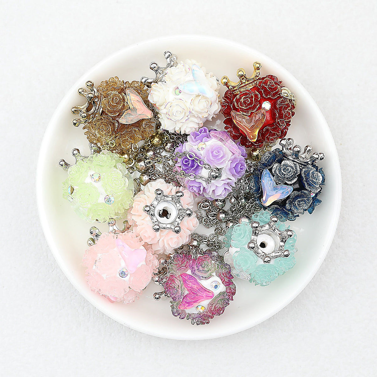 Mermaid Tail Polymer Clay  Beads Fancy 5pcs 22mm