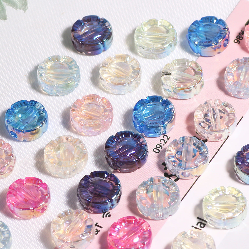 Translucent Colorful Flower Round Acrylic Beads 10mm 40pcs