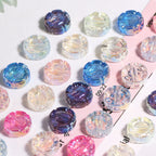 Translucent Colorful Flower Round Acrylic Beads 10mm 40pcs