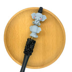 Silicone 3D Focal Beads Elephant Sitting Pose Soft Blush Cheeks 2