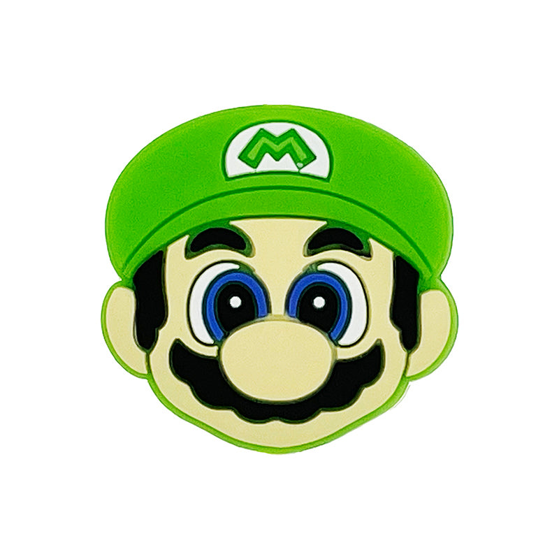 Silicone Focal Beads Mario Iconic Face with Green Hat 20pcs