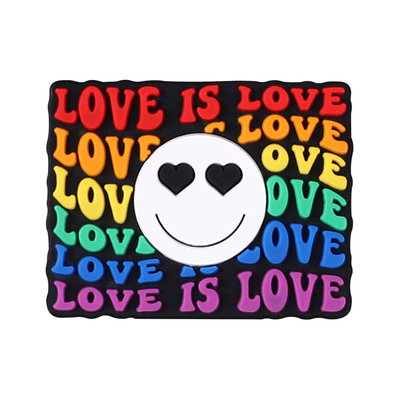 Silicone Focal Beads Rainbow Pride Bold Typography Hearts 20pcs 11