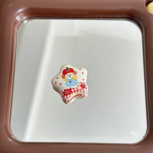 Star Shaped Acrylic Beads 25mm Apple Puppy Pattern Glossy 10pcs 2