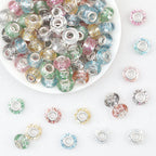 Transparent Glitter Acrylic Spacer Beads 14mm 50pcs