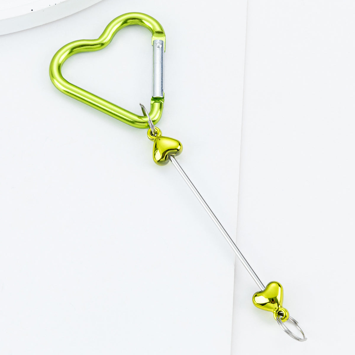 Beadable Metal Carabiners Heart-shaped With Bars