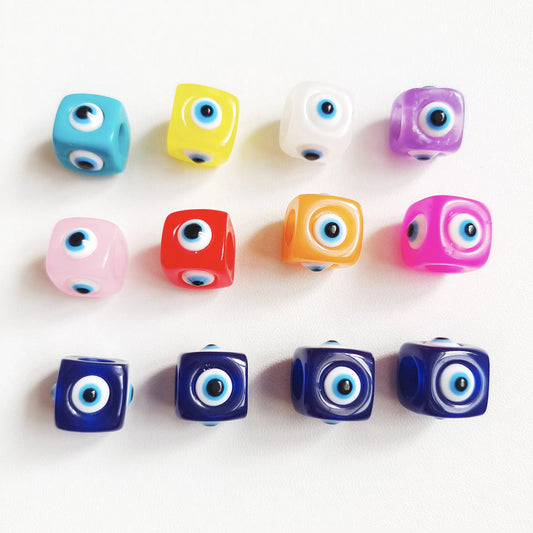 Evil Eye Resin Tube Beads 12mm Glossy Colorful 20pcs