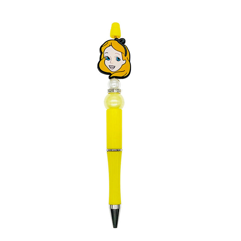 Silicone Focal Beads Alice Sunny Girl Face with Dark Bow 20pcs 3