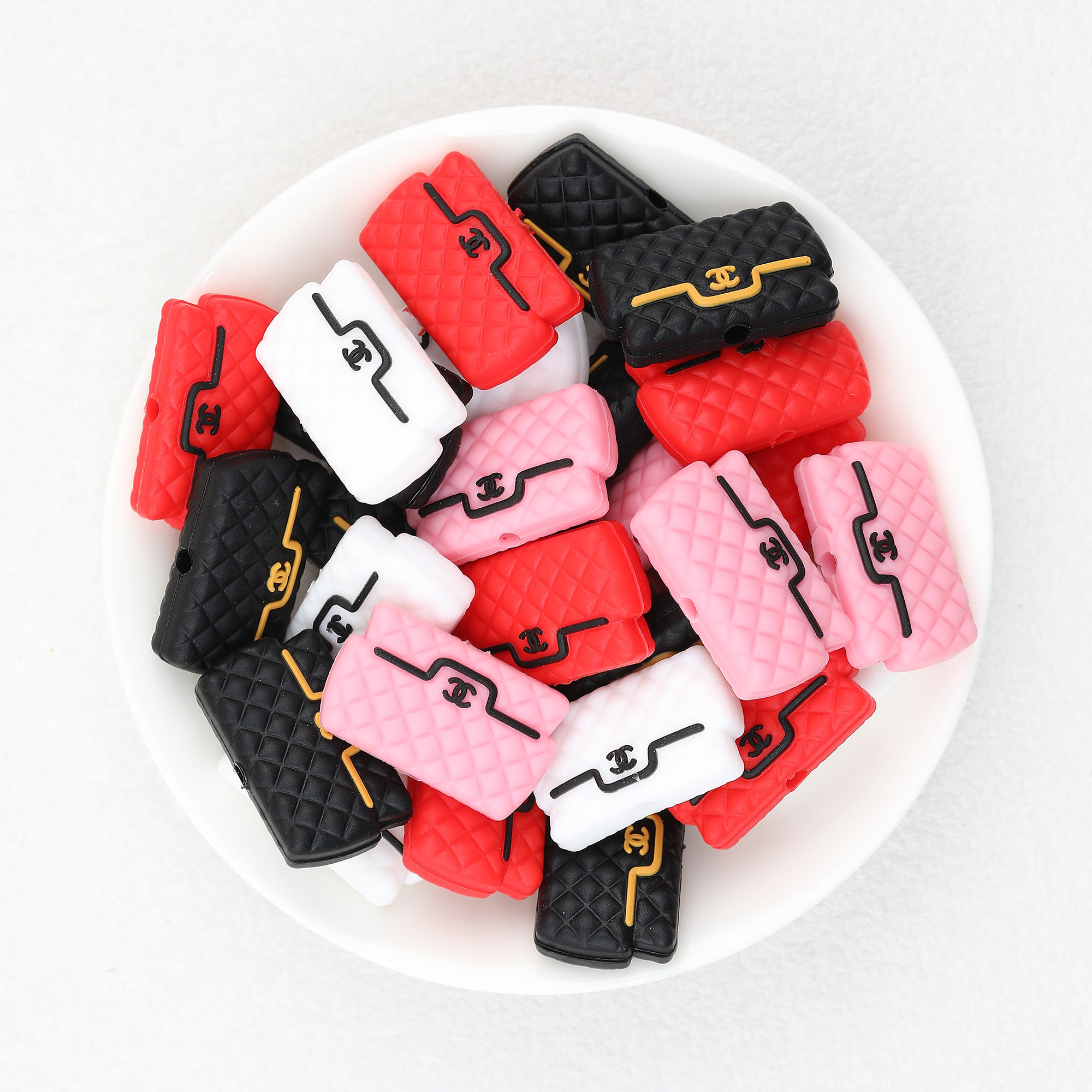 Four Color CC Handbag Silicone Focal Beads 20Pcs  2