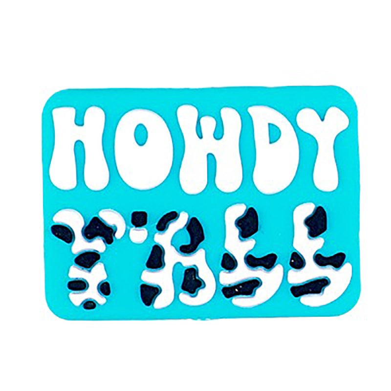 Silicone Focal Beads Howdy Yall Cow Print Lettering 20pcs 5