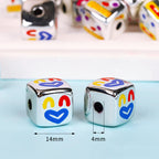 Cartoon Metallic Color Expression Acrylic Square Beads 14mm 10pcs 2