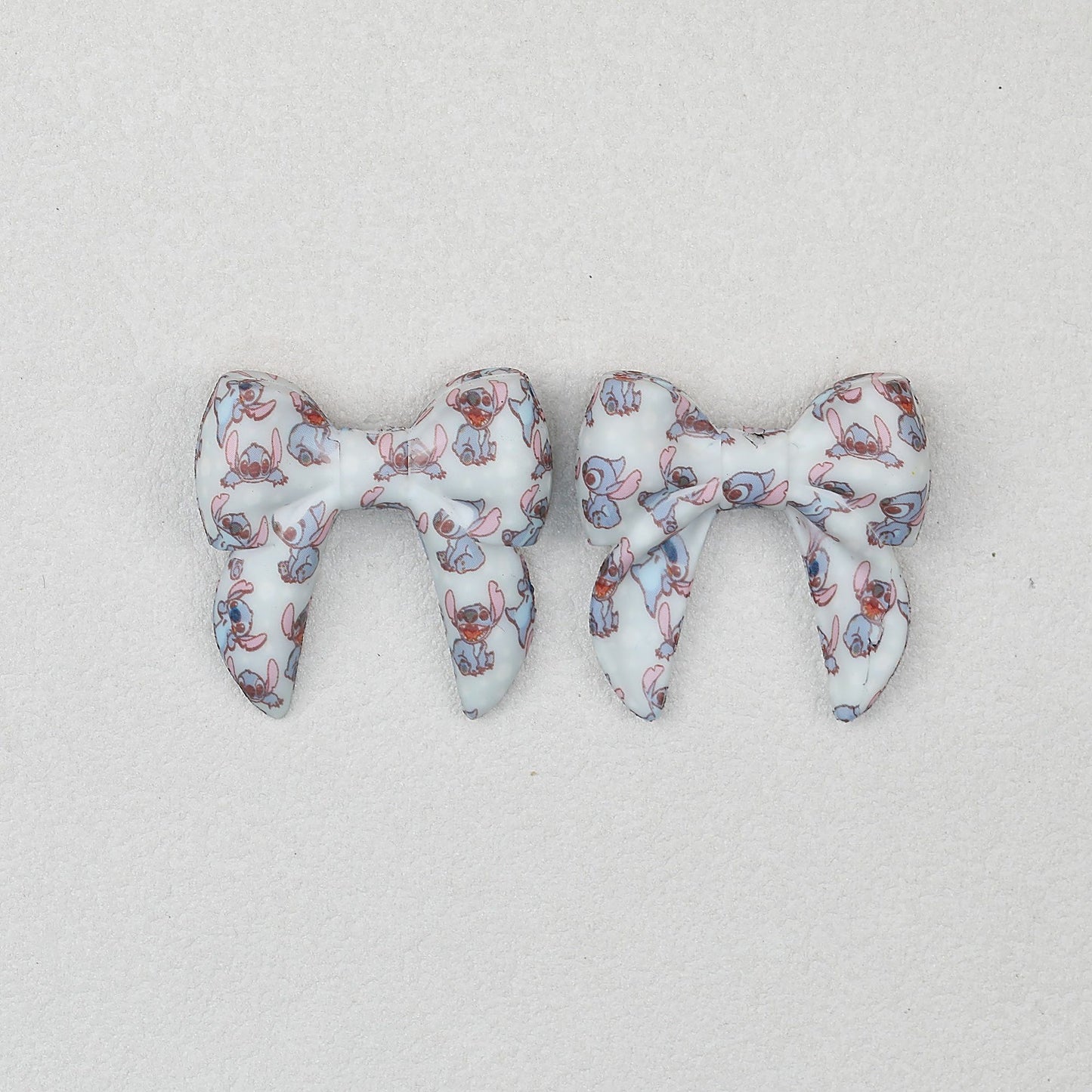 3D Printed Bow Shape Silicone Beads Colorful Pattern 10pcs - 8