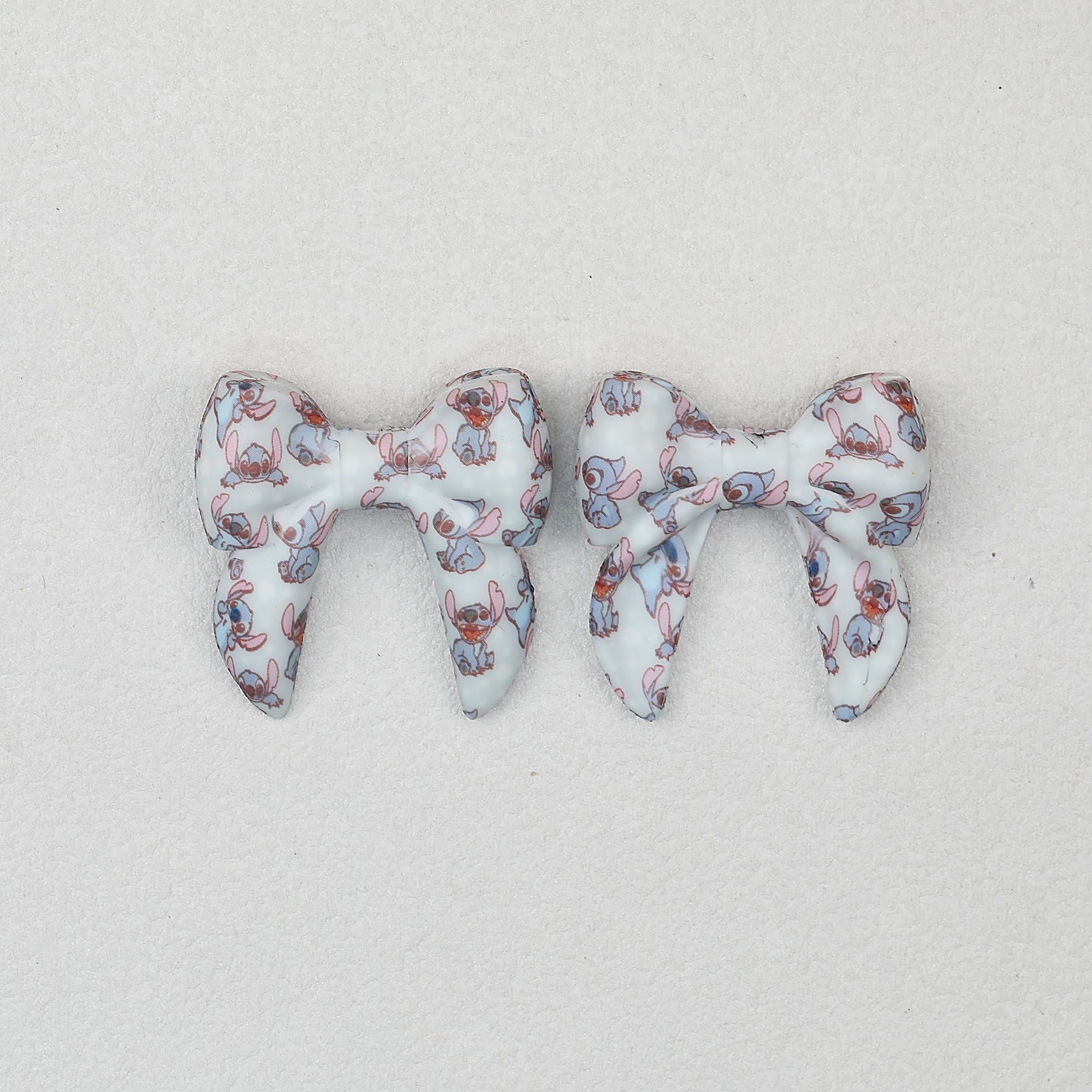 3D Printed Bow Shape Silicone Beads Colorful Pattern 10pcs - 8