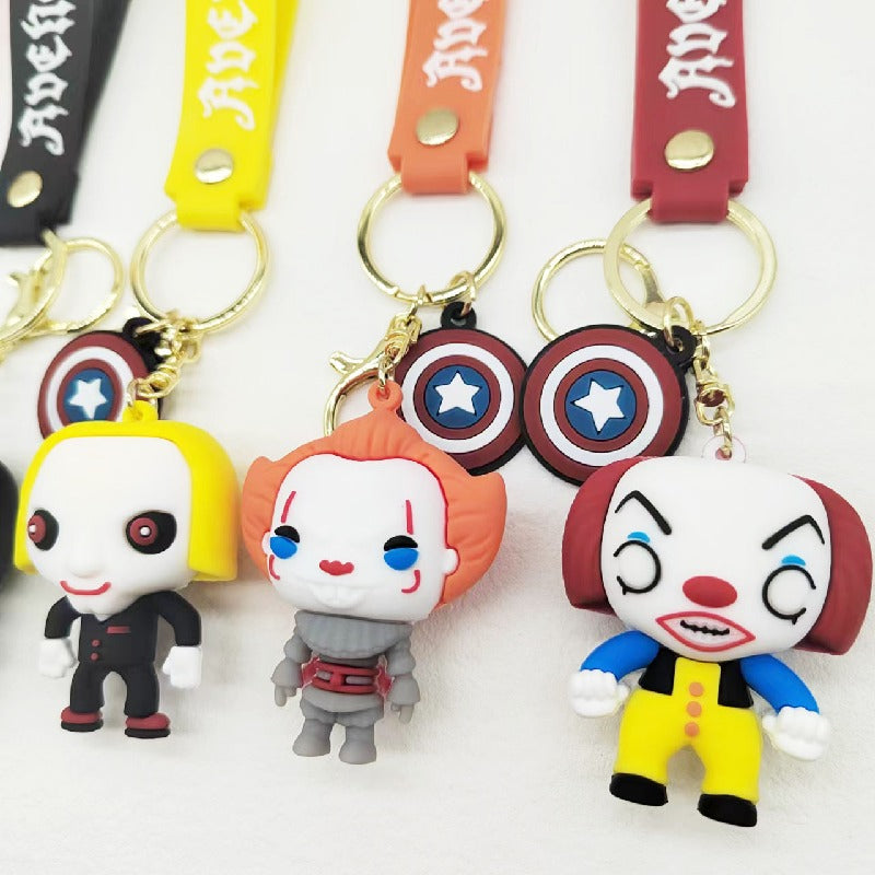 PVC Halloween Keychain Soft Rubber Spooky Clown Ghoul Figures 3