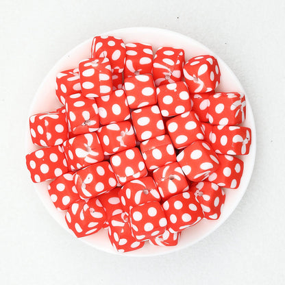 Geometric Pattern 13.5mm Square Silicone Beads with 2.5mm Hole 50pcs - 2