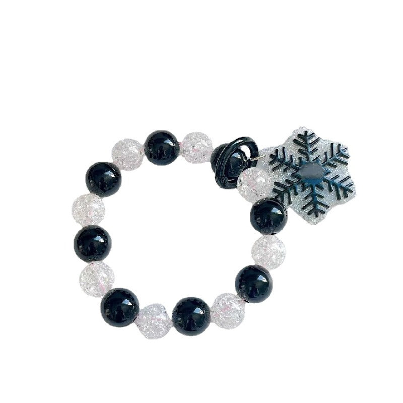 Acrylic Snowflake Beaded Keychain Plastic Resin Frosty Colors 5