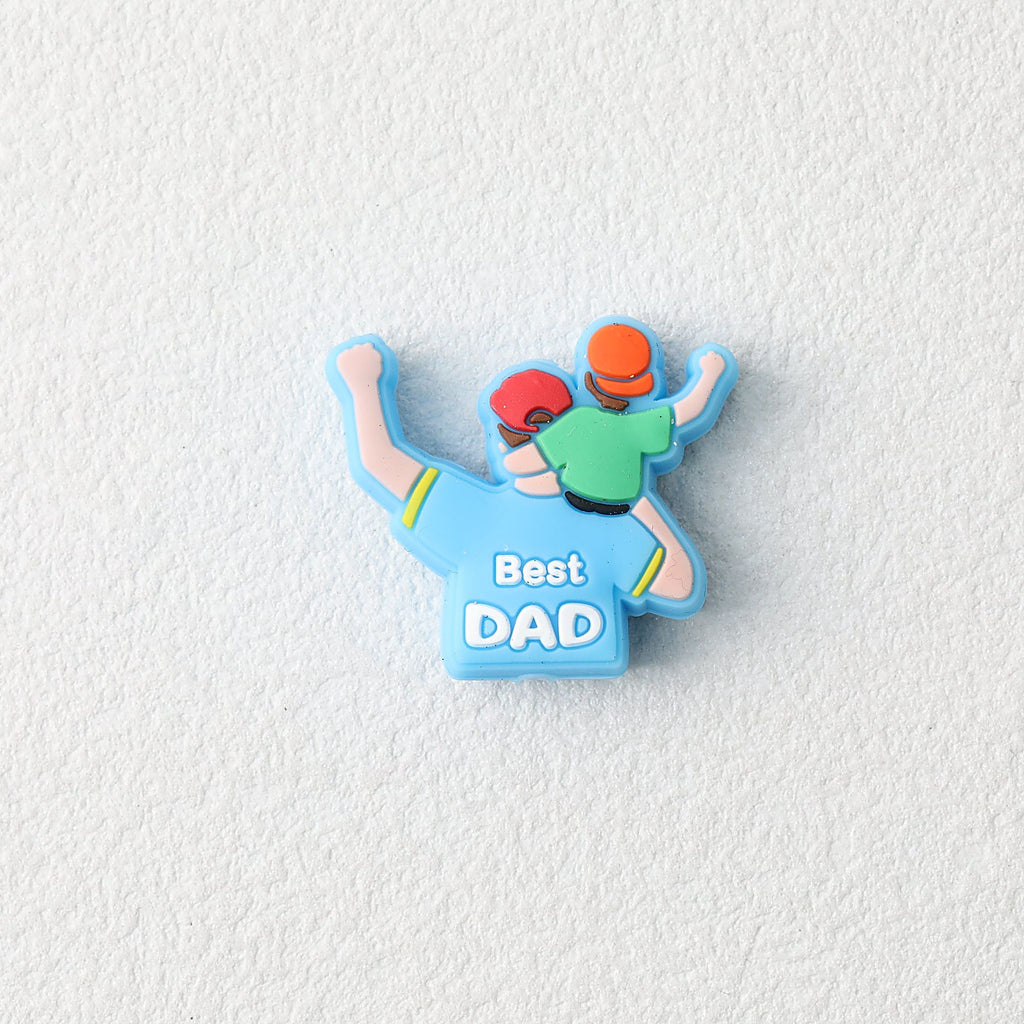 Silicone Focal Beads Dad and Child Best DAD Text 20pcs