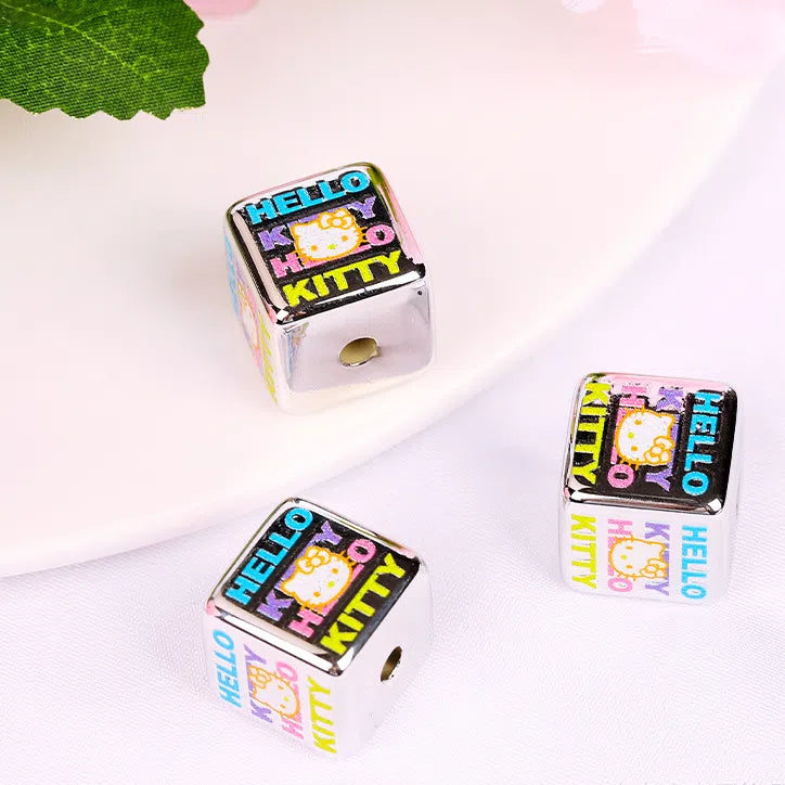 Cartoon Square Acrylic Beads 14-15.5mm Hello Kitty Printed 10pcs 4