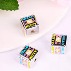 Cartoon Square Acrylic Beads 14-15.5mm Hello Kitty Printed 10pcs 4