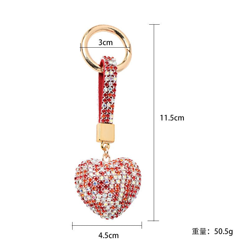 Diamond Encrusted Crystal Heart Keychain Alloy Multiple Colors 5